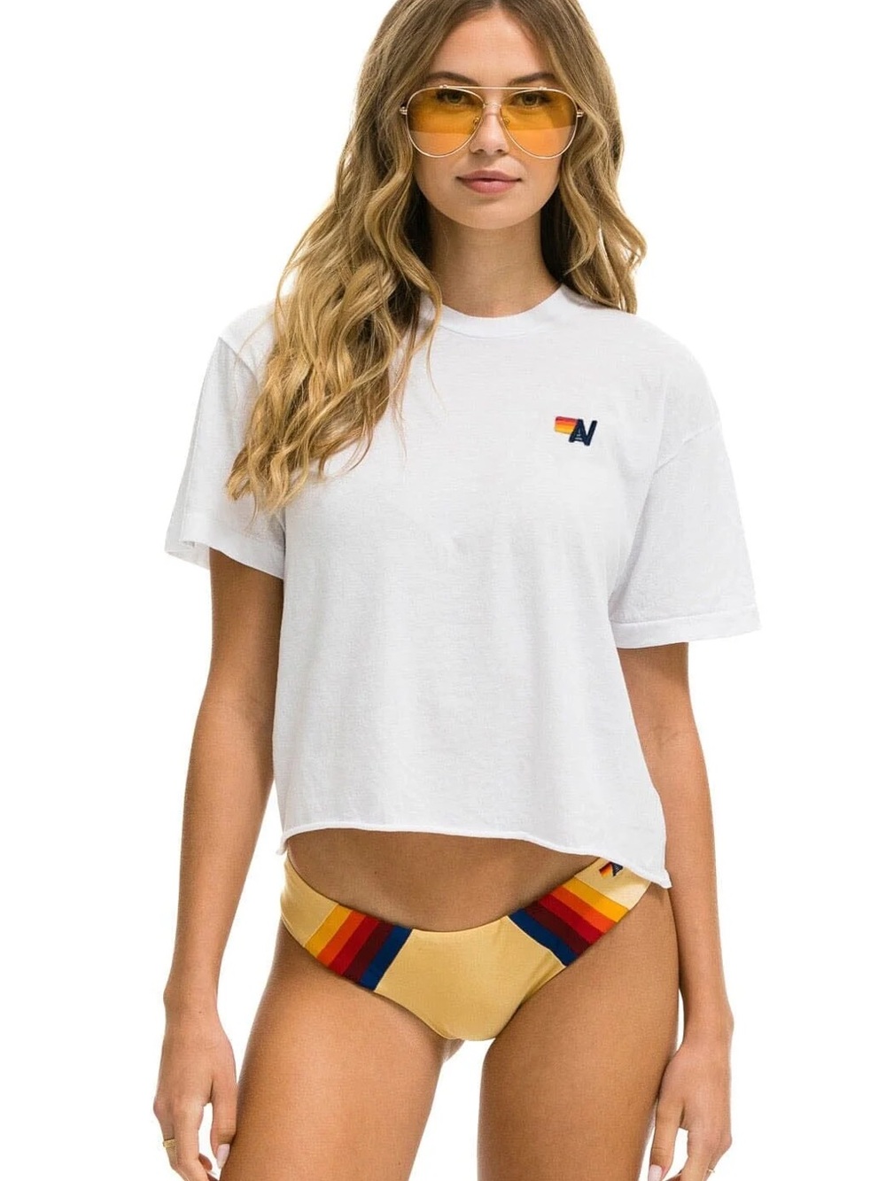 Aviator Nation Women’s White Logo Boyfriend Tee